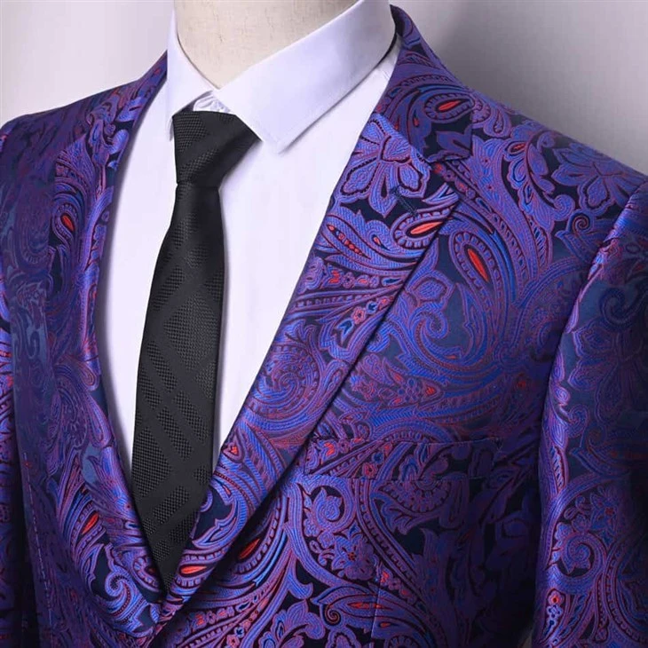 Complete Paisley Jacquard Suit Fabric – F146 Full Outfit Blazer Set suppliers