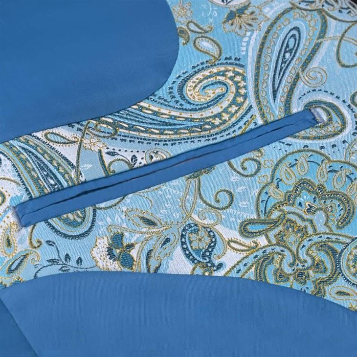 Light Blue Paisley Men's Suit Jacket With Black Tie - Elegant Formal Blazer | YILI - F145 high quality