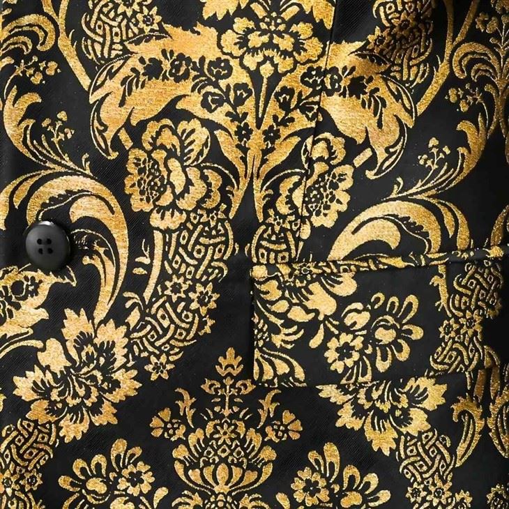 Premium Jacquard Suit Fabric Black Notch Lapel Formal Jacket factory