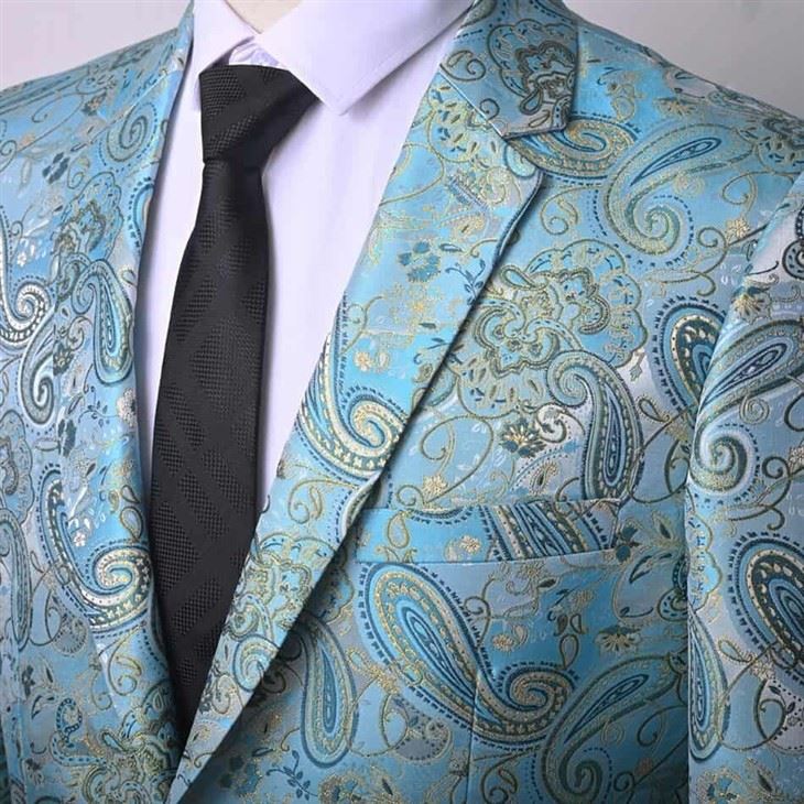 Royal Blue Paisley Jacquard Suit Fabric – F145 Blazer Collection suppliers