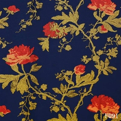 Fabraic Culaith Jacquard Clasaiceach Floral - F091 Blazer Uigí Gorm Cabhlach